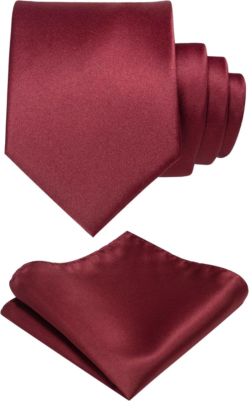 RBOCOTT Solid Color Tie and Pocket Square Hankerchief with Lapel Pin Set for Men - Image 1